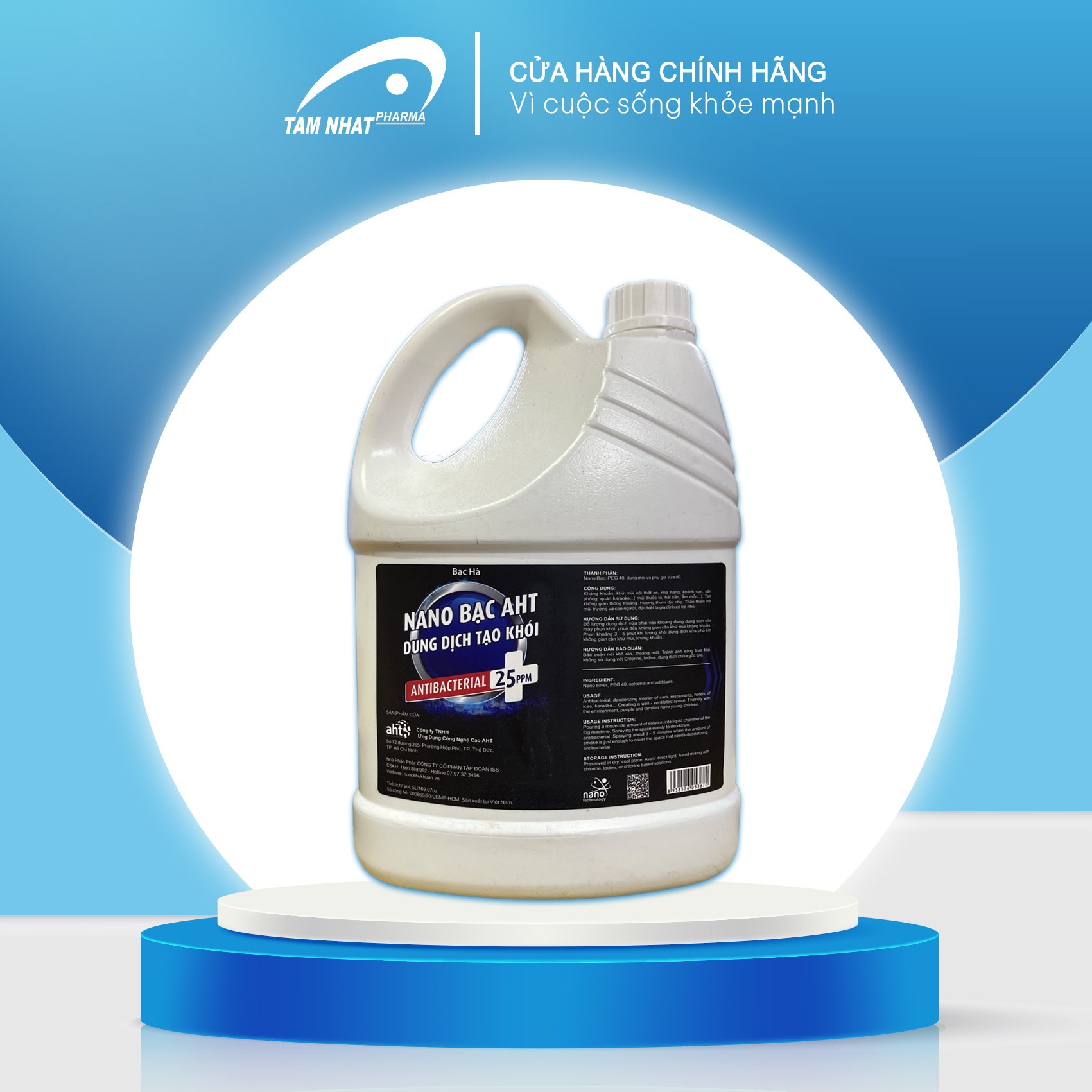 Dung Dịch Nano Bạc AHT Tạo Khói Khử Khuẩn ( Chai 1L và Can 5L )