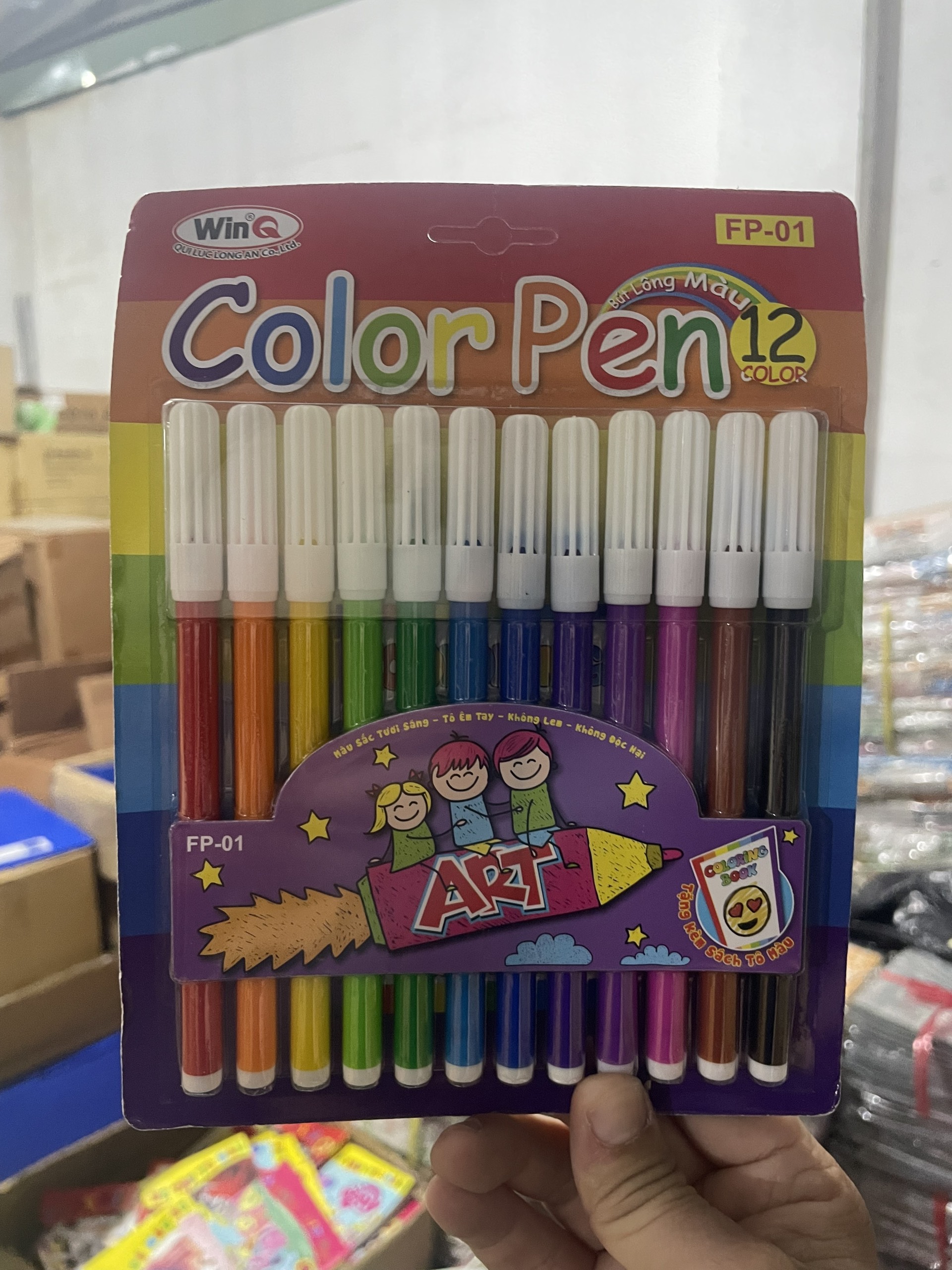 (1 Hộp) Bút Lông 12 Màu Color Pen WinQ FP-01