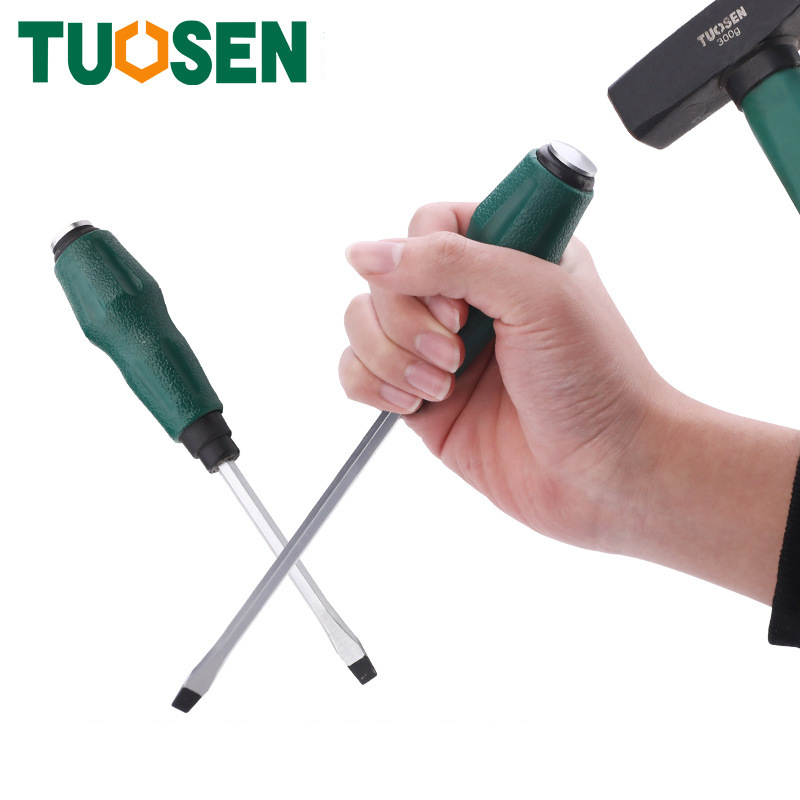 Tovit đóng cán, tô vít đóng cán thân dài (Mũi tovit dấu -) Chính hãng TUOSEN (4inch, 5inch, 6inch, 8inch, 10inch, 12inch, sử dụng với búa)