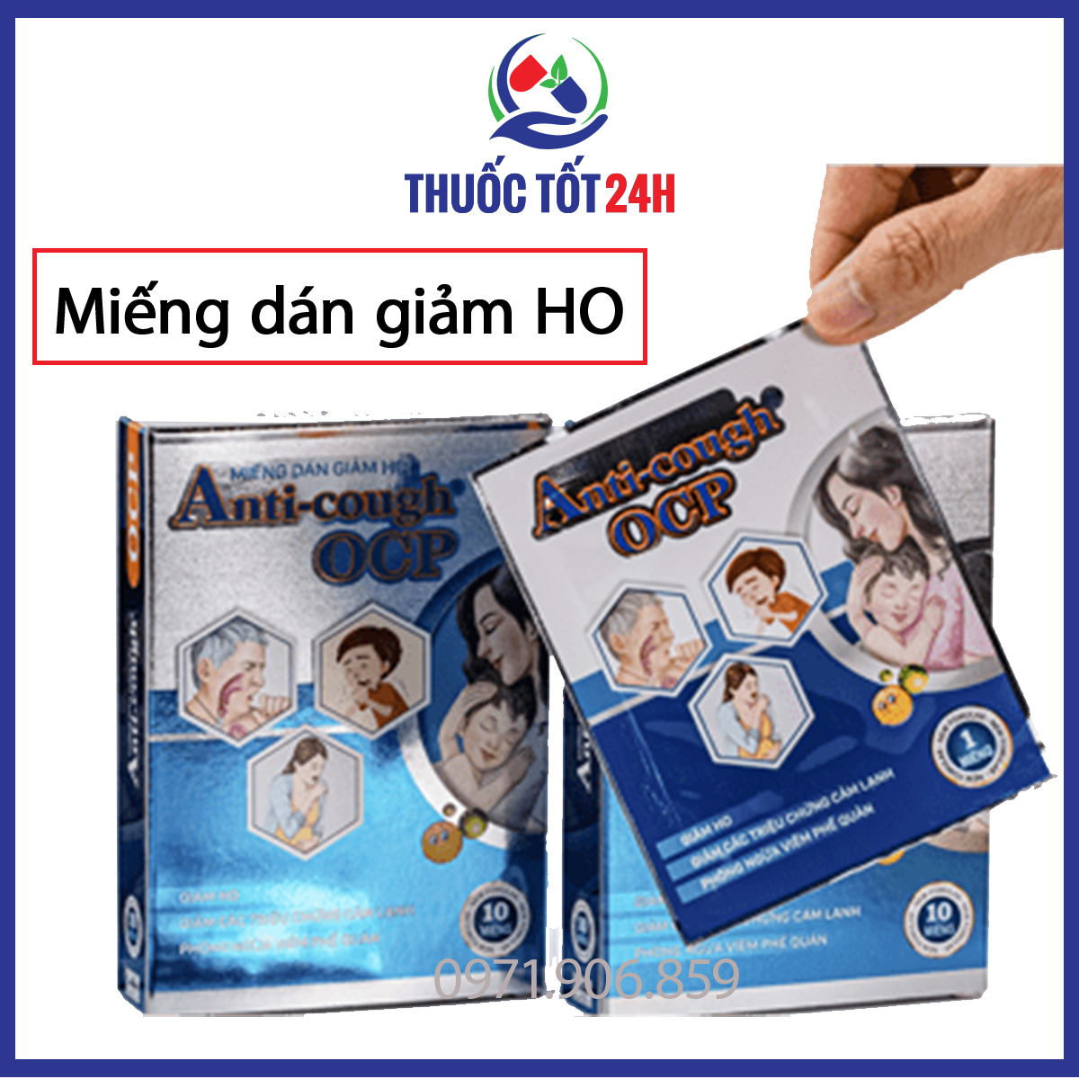 Miếng dán giảm ho Anti Cough - Tác dụng trong 8h, cho trẻ từ 6 tháng trở lên - Giảm ho, giảm đờm, khò khè, nghẹt mũi