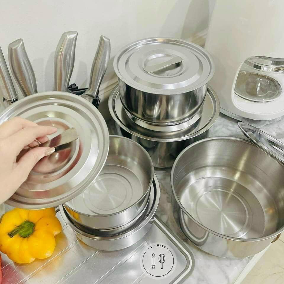 Bộ 5 bát inox kèm nắp đậy Stocks POT