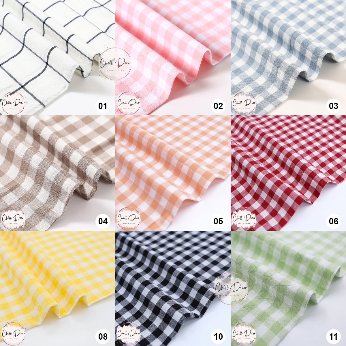 Vải Cotton Caro 50X50cm Làm Vải Trang Trí, Nguyên Liệu May Buộc Tóc Scrunchie, Khăn Bandana - Chiu Decor