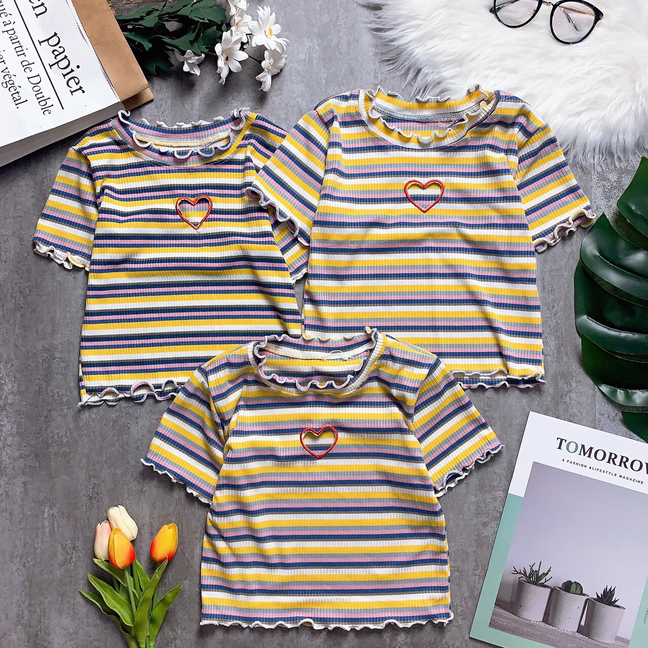 ÁO CROPTOP CHẤT VẢI GÂN MỀM MẠI KIỂU SỌC NGANG CỰC XINH - NAUY