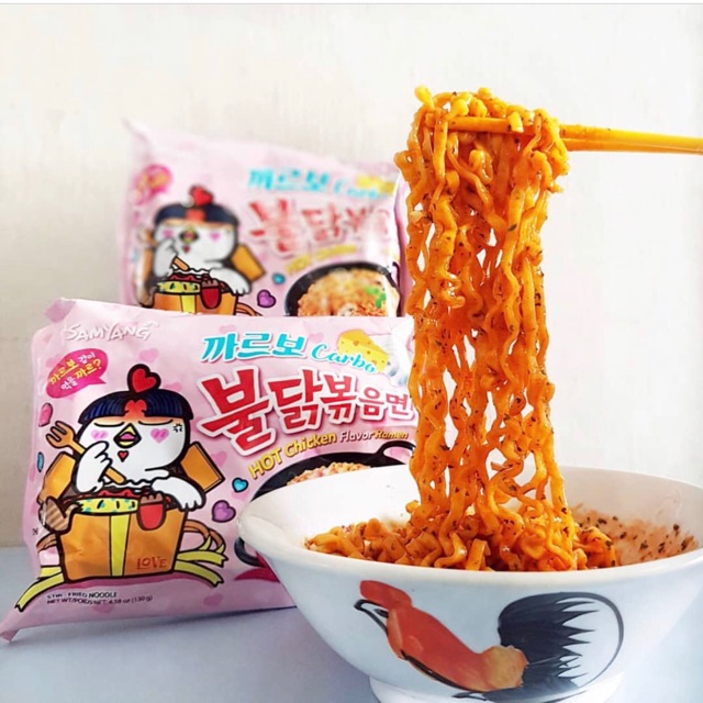 Lốc 5 gói mì khô gà samyang vị phô mai carbonara (hồng/130gram)