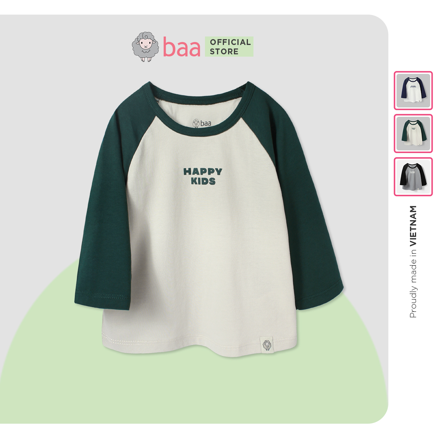 Áo thun Raglan phối màu BAA BABY áo thun dài tay in thông điệp năng động cho bé trai - BT-AT21L