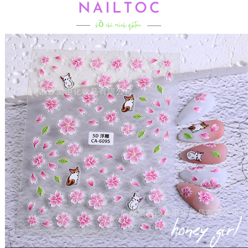 Miếng dán sticker trang trí móng tay in nổi họa tiết 5d