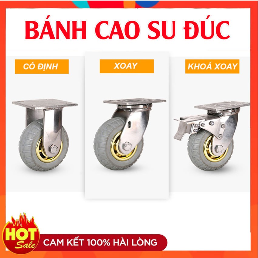 Bánh xe cao su đúc - 200mm- bánh bán lẻ - Tải 4 bánh 400kg