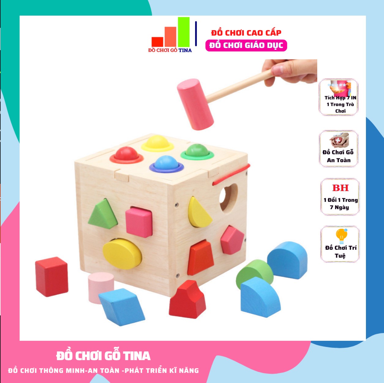 Đồ Chơi Cho Bé Đập Bóng, Đồ Chơi Giáo Dục Thả Hình Khối, Thả Hình Montessori Giúp Bé Học Phát Triển Trí Tuệ Nhận Biết Màu Sắc, Đồ Chơi Giáo Dục TINA