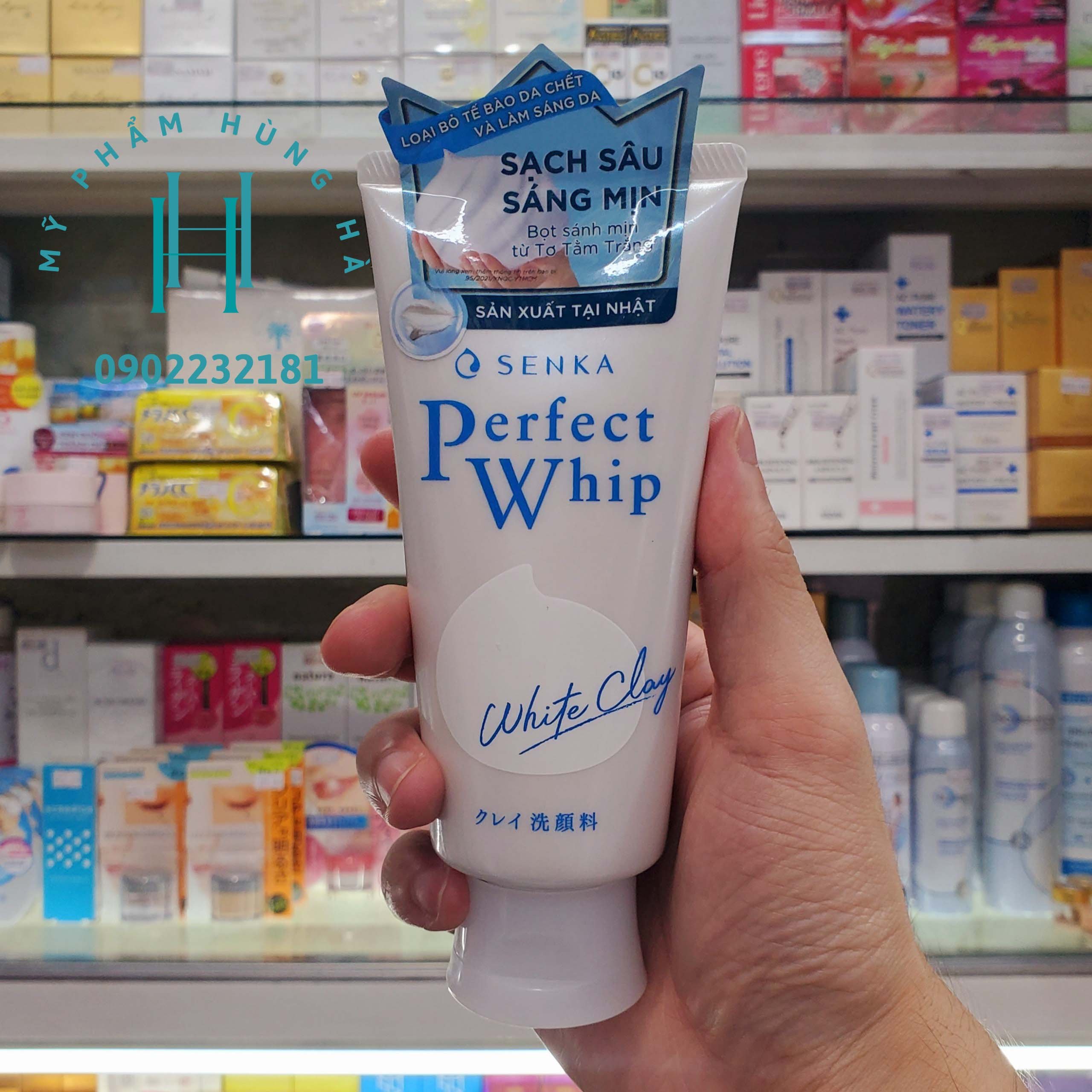 Sữa rửa mặt Senka, sữa rửa mặt đất sét trắng da Senka Perfect Whip White Clay 120g
