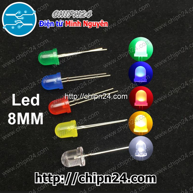 Led 8mm vỏ đục màu ra màu -