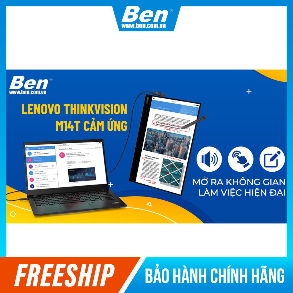 Màn hình lenovo thinkvision m14t 14 inch fhd wled backlit lcd monitor 62a3uar1ww - màn hình di động bh 36t36 t