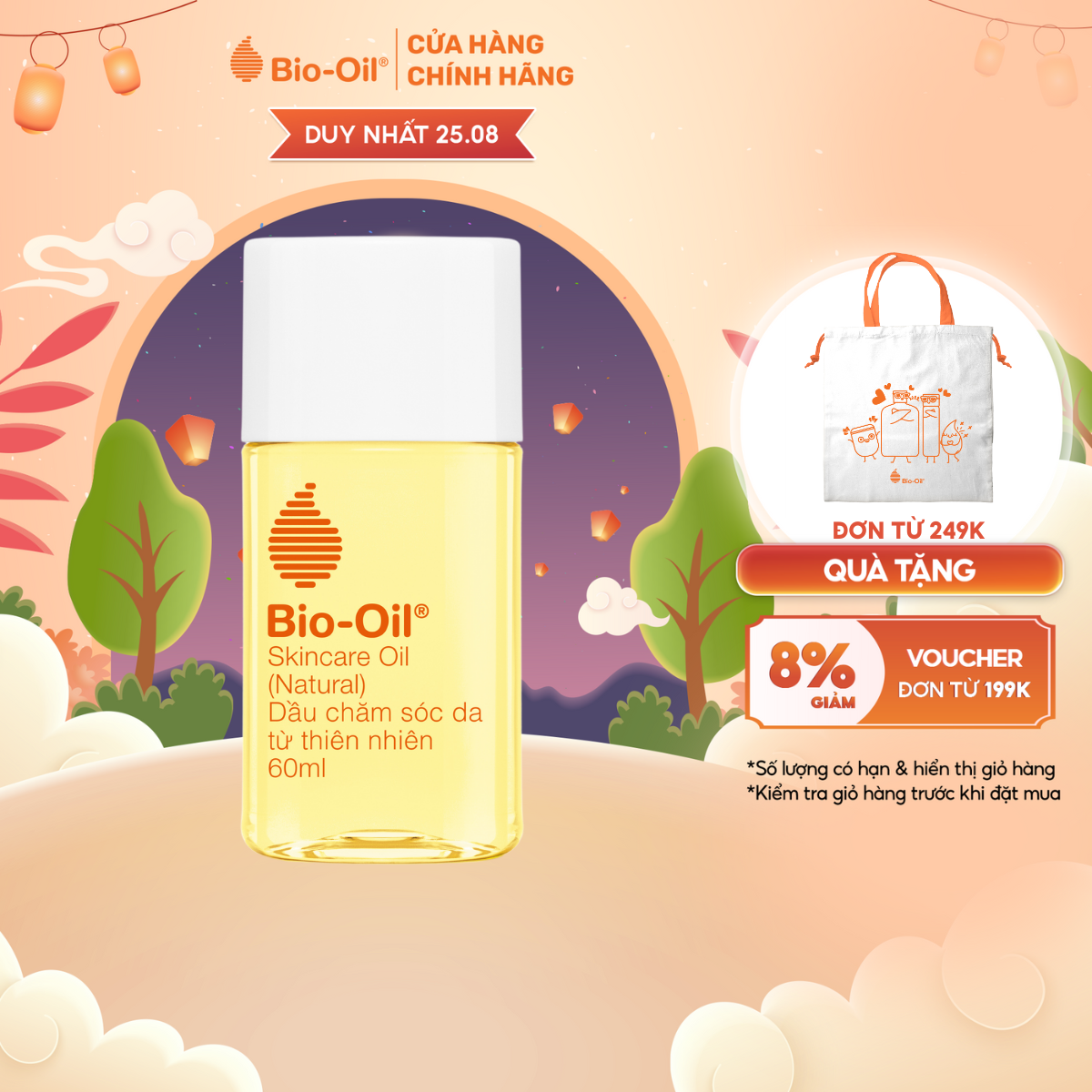 Dầu chăm sóc da từ Thiên Nhiên giúp giảm rạn dạ, mờ sẹo cho da nhạy cảm - BIO-OIL SKINCARE OIL (NATURAL) (chai 60ml)