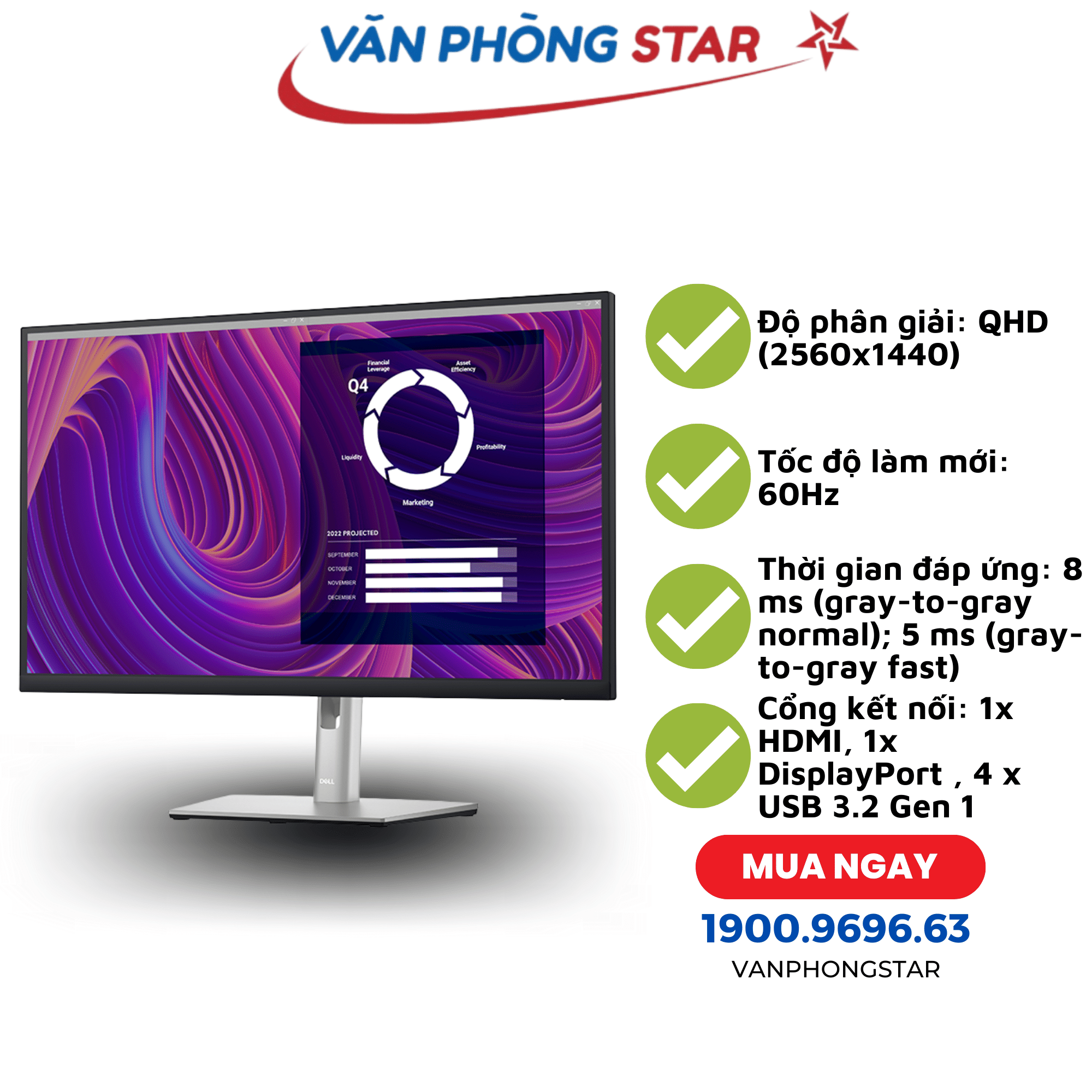 Màn hình Dell P2723D 27" IPS 2K - Màn hình máy tính chất lượng cao