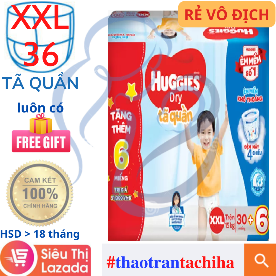 ✌️ #TÃ_QUẦN_HUGGIES_2XL ™ -36 miếng--x 74 miếng- Mẫu Mới - 👉 có Quà Tặng 🎁 #thaotrantachiha (っ◔◡◔)っ ❤