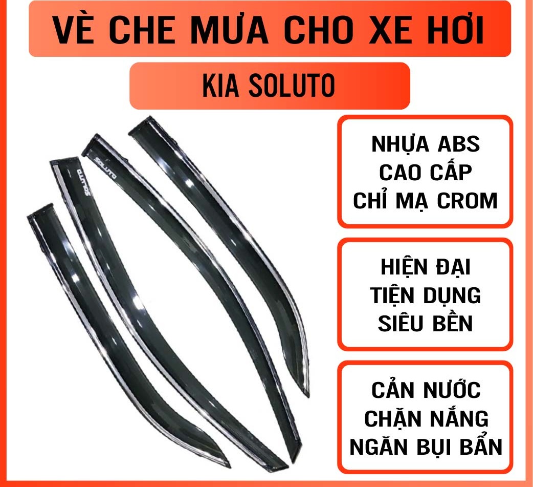Bộ vè che mưa chỉ mạ crom cho xe kia soluto