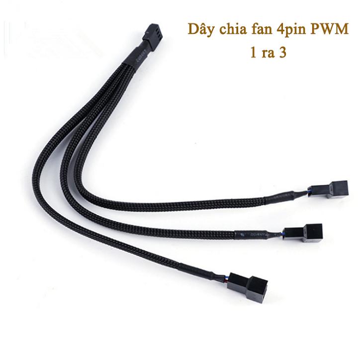 Dây chia fan 4pin 1-to-3 [ThermalVN] - Mở rộng chân cắm quạt fan case, dây bọc lưới