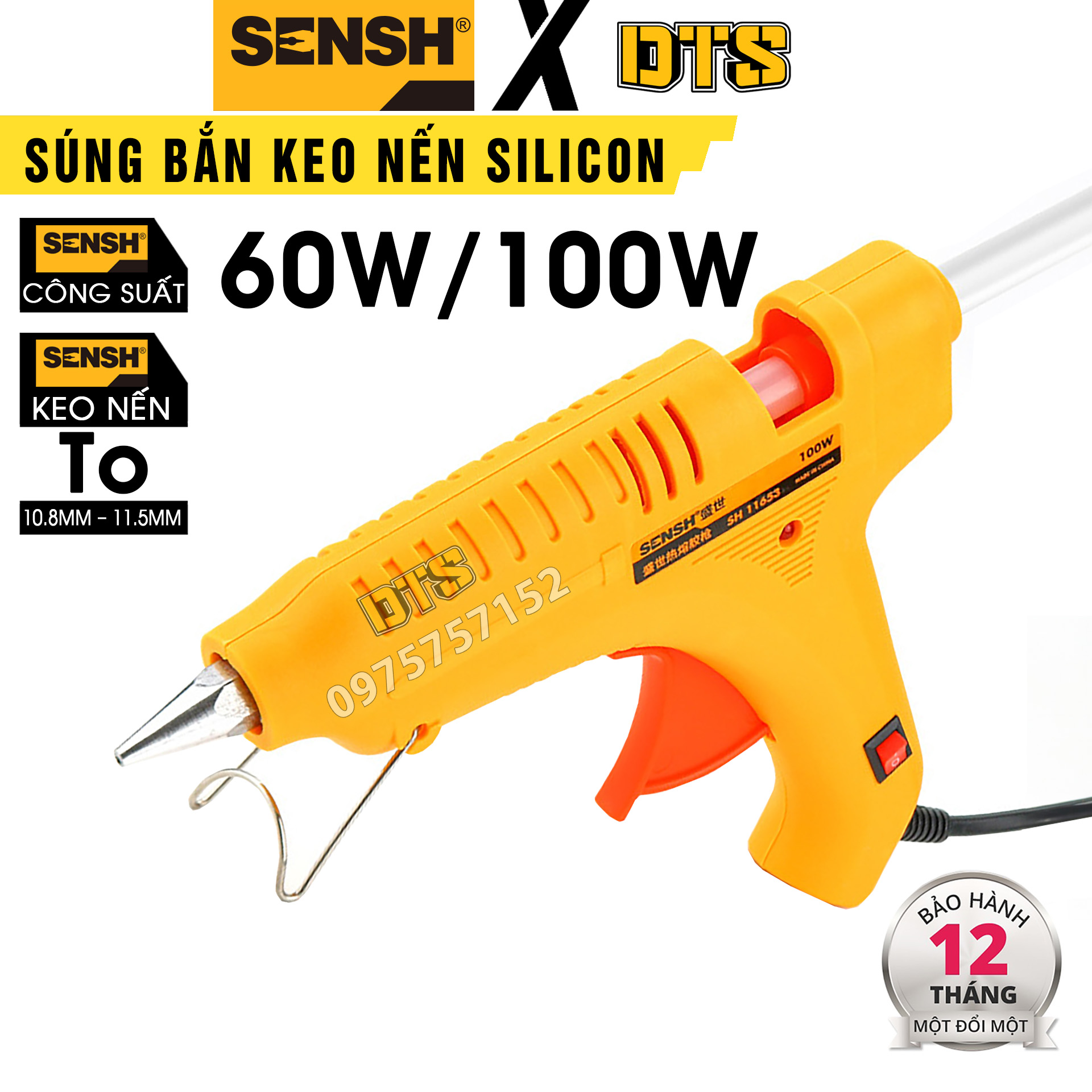  Súng bắn keo nến silicon SENSH công suất lớn 60W 100W | Máy bắn keo nến to an toàn dễ sử dụng nóng nhanh dụng cụ bắn keo nến 