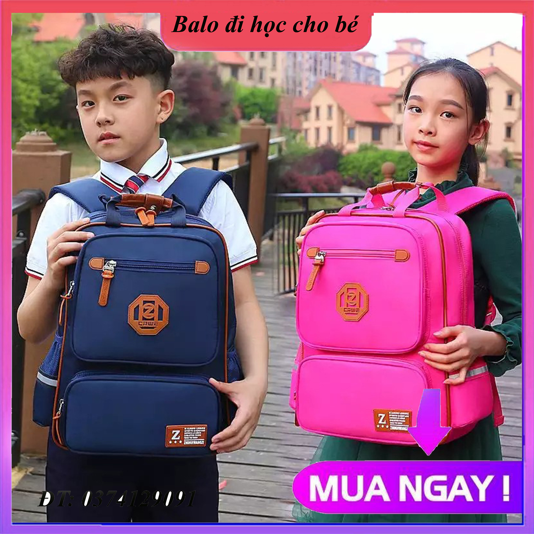 Balo học sinh cao cấp cỡ lớn chống gù lưng, chống thấm nước, Ba lô chống gù cho học sinh tiểu học từ 6 đến 12 tuổi theo phong cách Anh quốc dành cho cả bé trai và bé gái