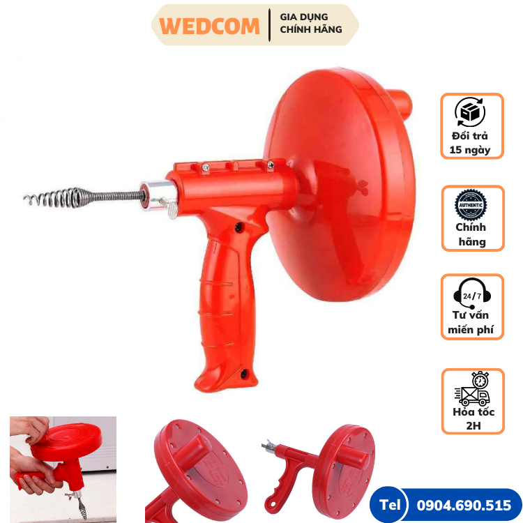 Day thong tac cong lo xo áp suất cao dụng cụ thông cống dây dài 5m đầu lò xo