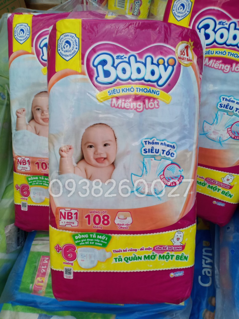 Miếng Lót Sơ Sinh Bobby NB1 108 miếng + Tặng 6 Tã quần