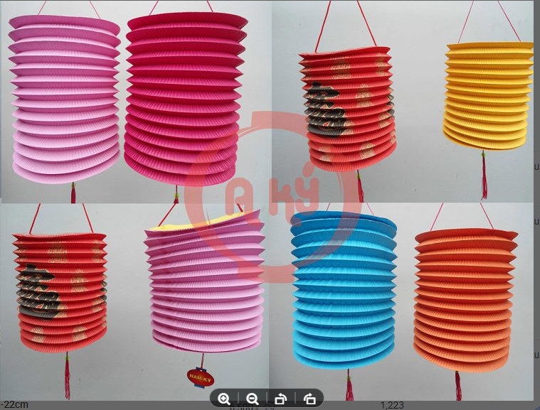 Combo 100 đèn lồng giấy trụ và đèn led thay nến vui tết trung thu