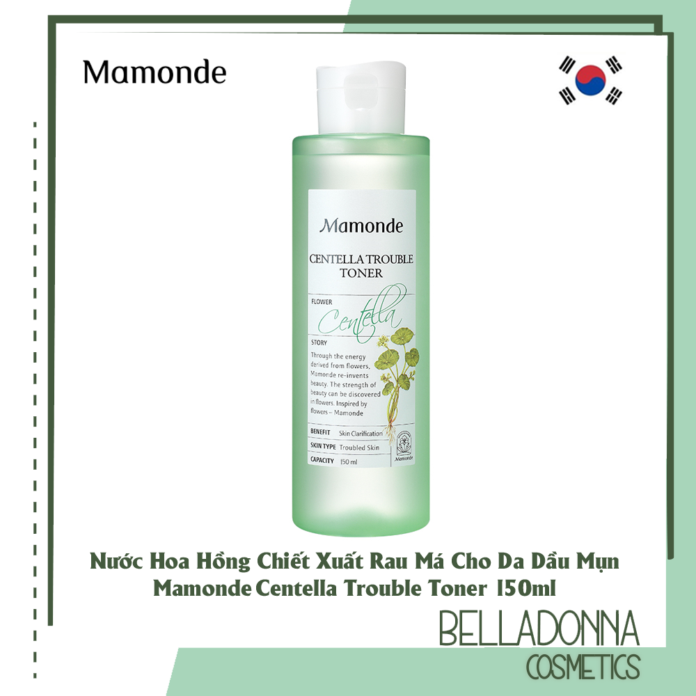 [HCM]Nước Hoa Hồng Chiết Xuất Rau Má Cho Da Dầu Mụn Mamonde Centella Trouble Toner 150ml