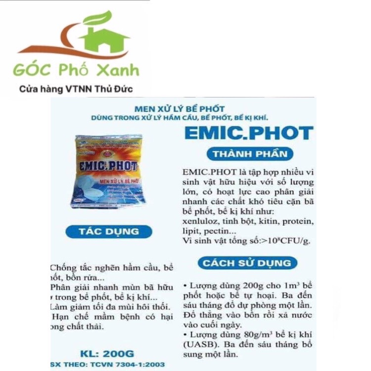 Chế phẩm xử lý bể phốt EMIC PHỐT 200GAM