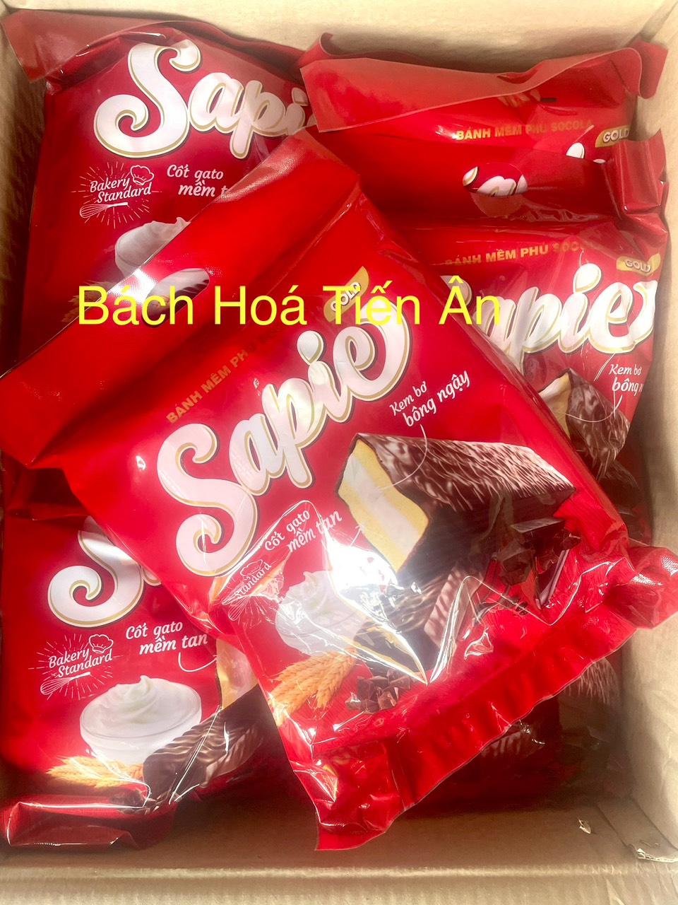 Bánh mềm phủ Socola Sapie GOLD 180g bao bì mới