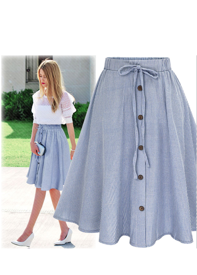 Chân váy xòe vải cotton dạo phố đi làm VAY23