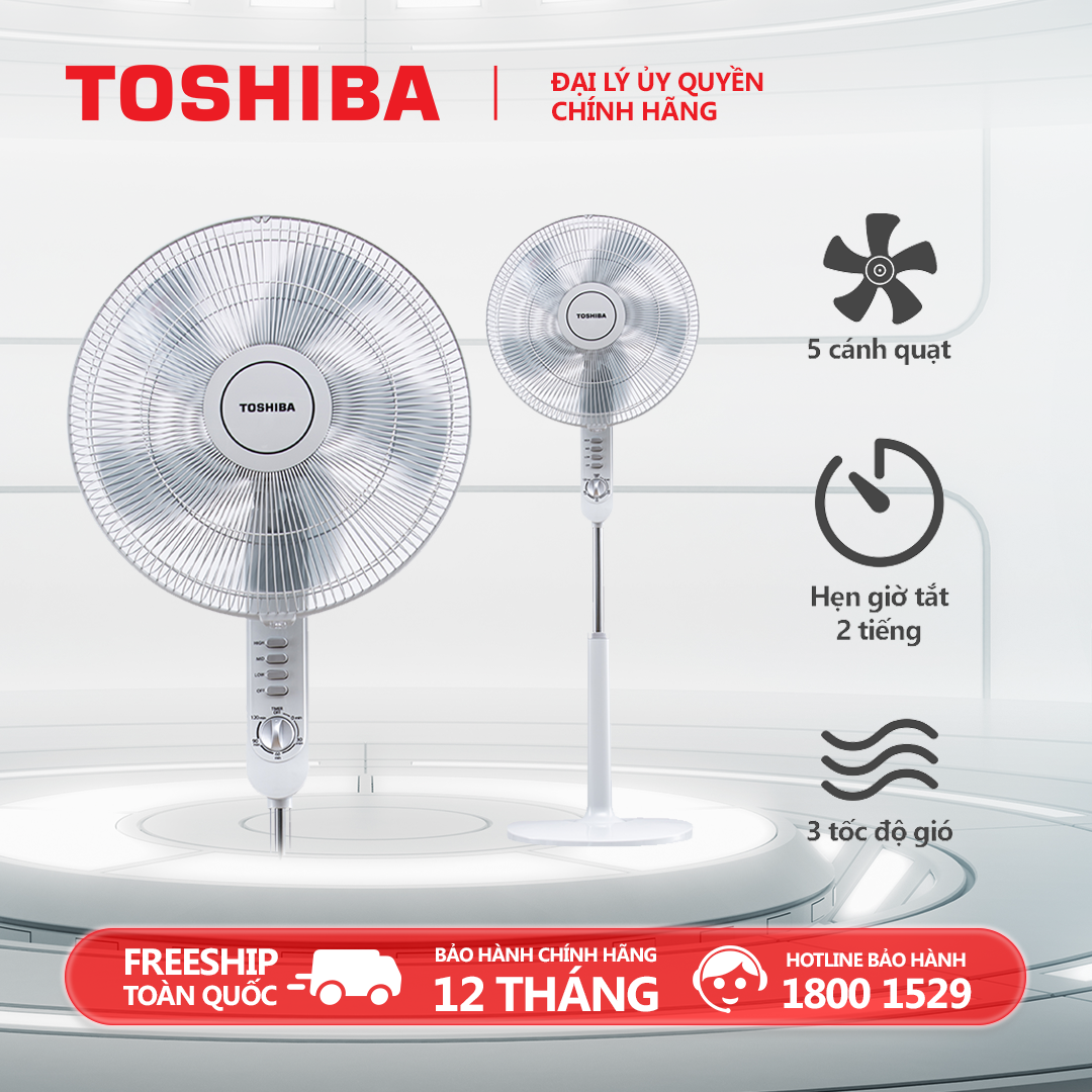 Quạt đứng Toshiba F-LSA10(H)VN 50W- 5 cánh - Hẹn giờ tắt - Góc đảo gió 85 độ - Hàng chính hãng bảo hành 12 tháng chất lượng Nhật Bản