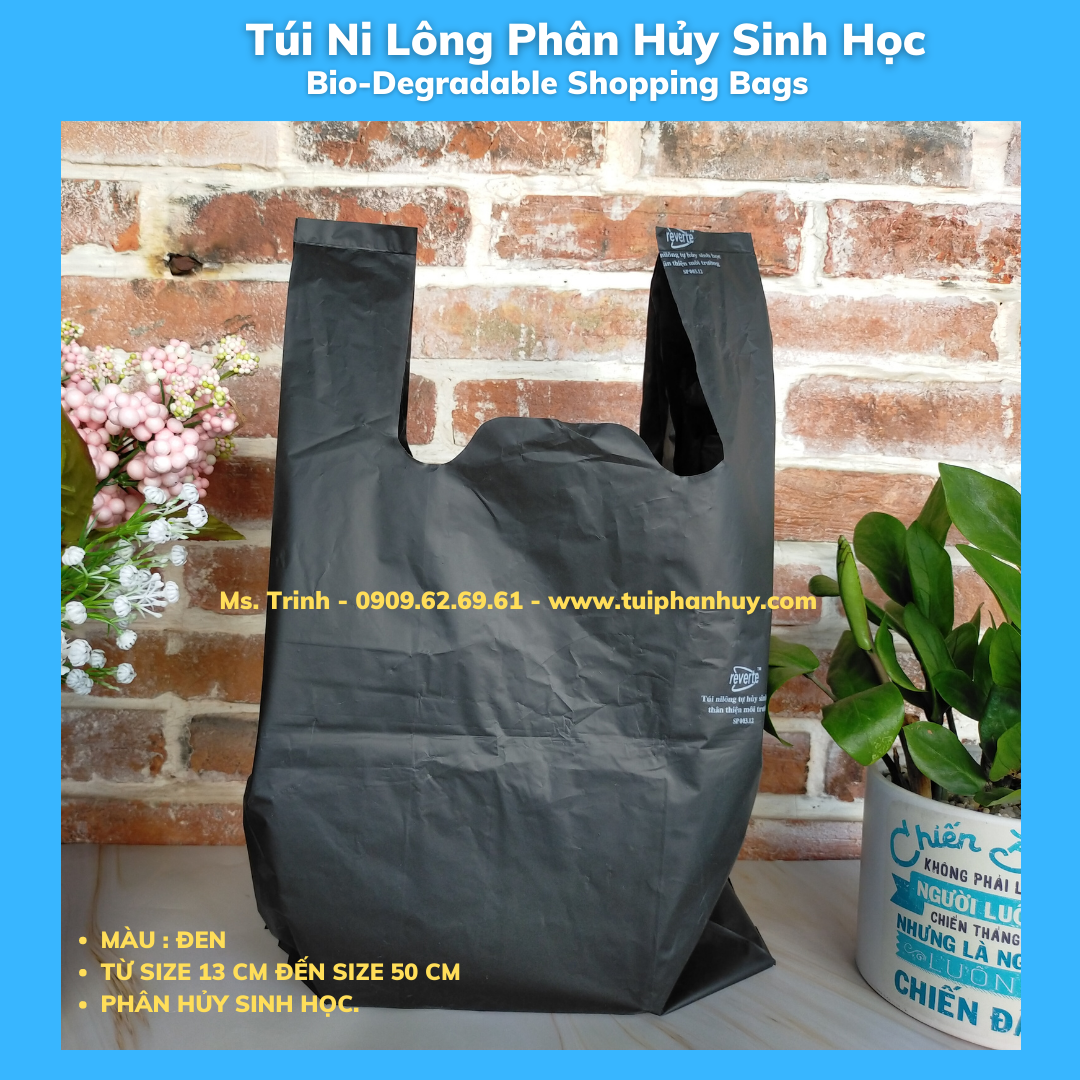 2 Kí Bao Ni Lông Tự Hủy Sinh Học - Kiều Gia - Màu ĐEN- 8 Size / 2 Kilograms Of Bio-degradable Shopping Bags - KieuGia - Color BLACK- 8 Sizes