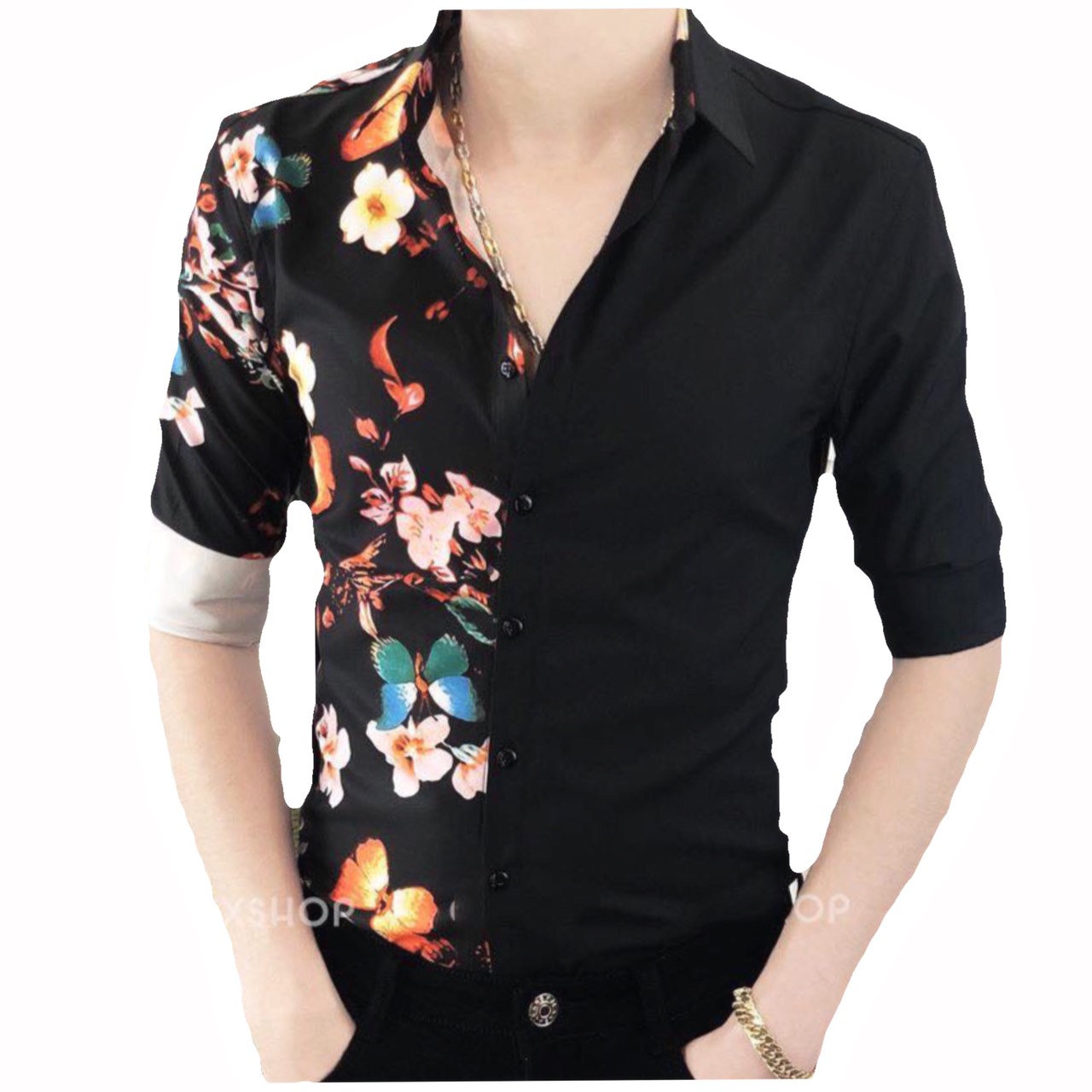 [HCM]Áo sơ mi nam cổ Tàu Màu Xám Tiêu Đậm Sơ mi nam cổ Trụ dáng ôm đẹp HA VY SHOP 1992