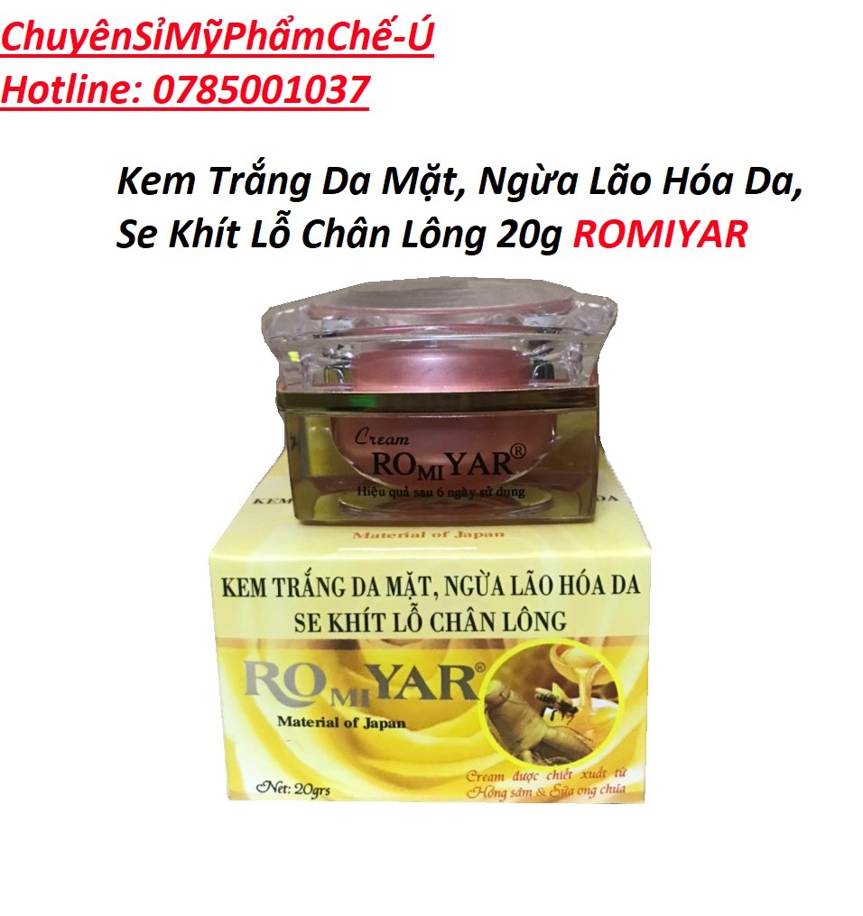 Kem trắng da mặt, ngừa lão hóa da, se khít lỗ chân lông 20g romiyar
