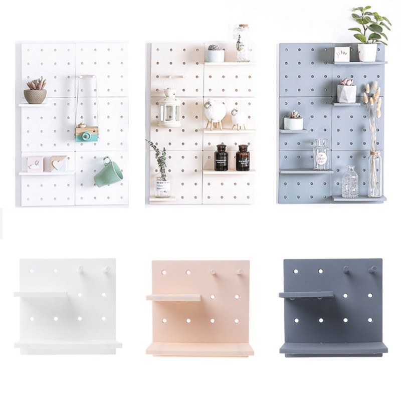 Giá kệ dán tường Pegboard đục lỗ trang trí cao cấp, kệ để trang trí Wall Hanger Rack