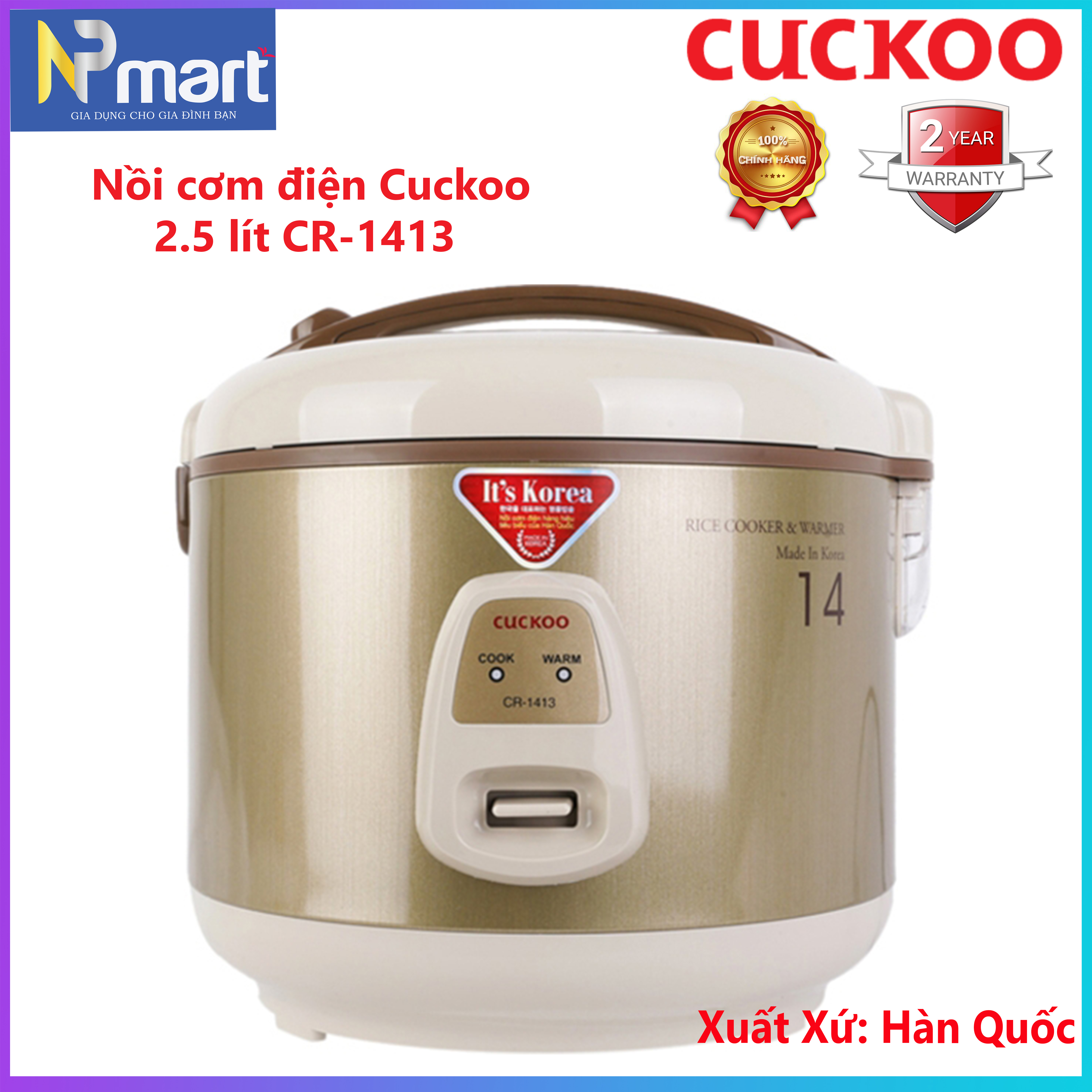 Nồi cơm điện cuckoo 2.5 lít cr-1413 nhập khẩu hàn quốc