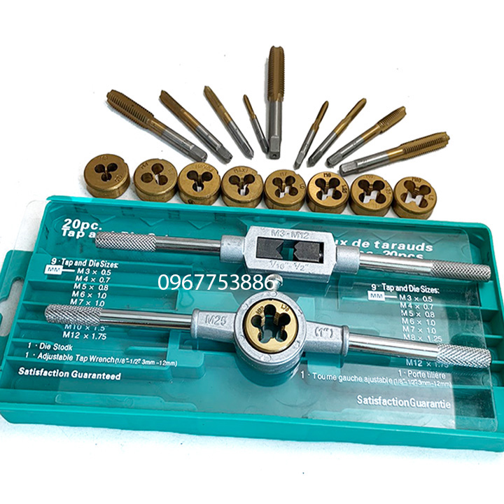 bộ taro tạo ren trong và ren ngoài phủ titan 20 chi tiết