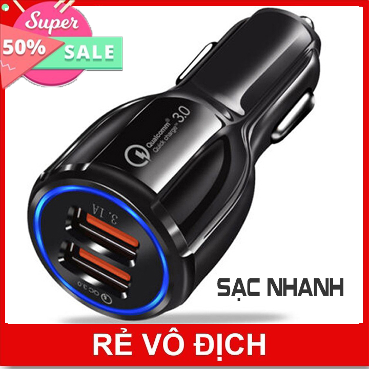 Sạc Nhanh Ô Tô 2 cổng USB 3.1A Cốc Sạc Nhanh Quick Chagre 3.0 Xe Hơi Xịn
