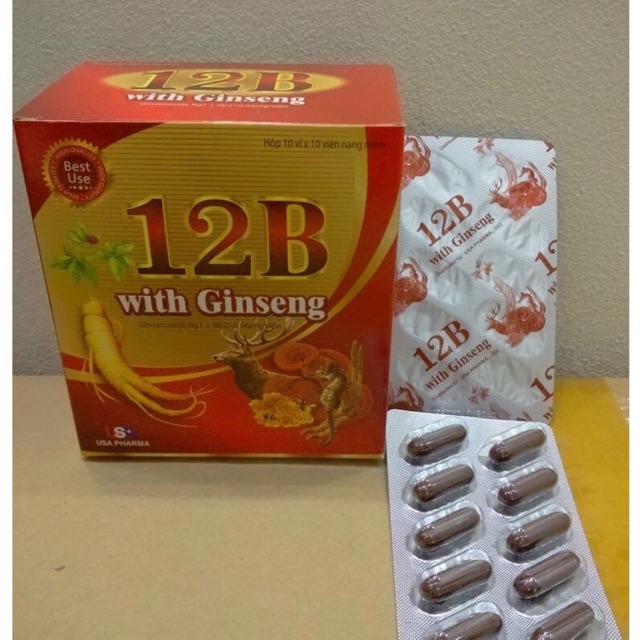 VIÊN UỐNG 12B WITH GINSENG PHỤC HỒI SỨC KHỎE - NÂNG CAO TRÍ LỰC - BỒI BỔ CƠ THỂ - BỔ SUNG CÁC VITAMIN - HỘP 100 VIÊN