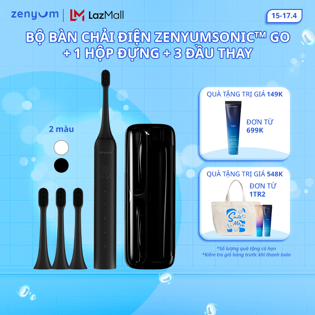 Bộ Bàn Chải Điện Zenyum Sonic GO phiên bản Du Lịch Tiêu Chuẩn - 1 Bàn Chải + 1 Hộp Đựng + 3 Đầu Thay