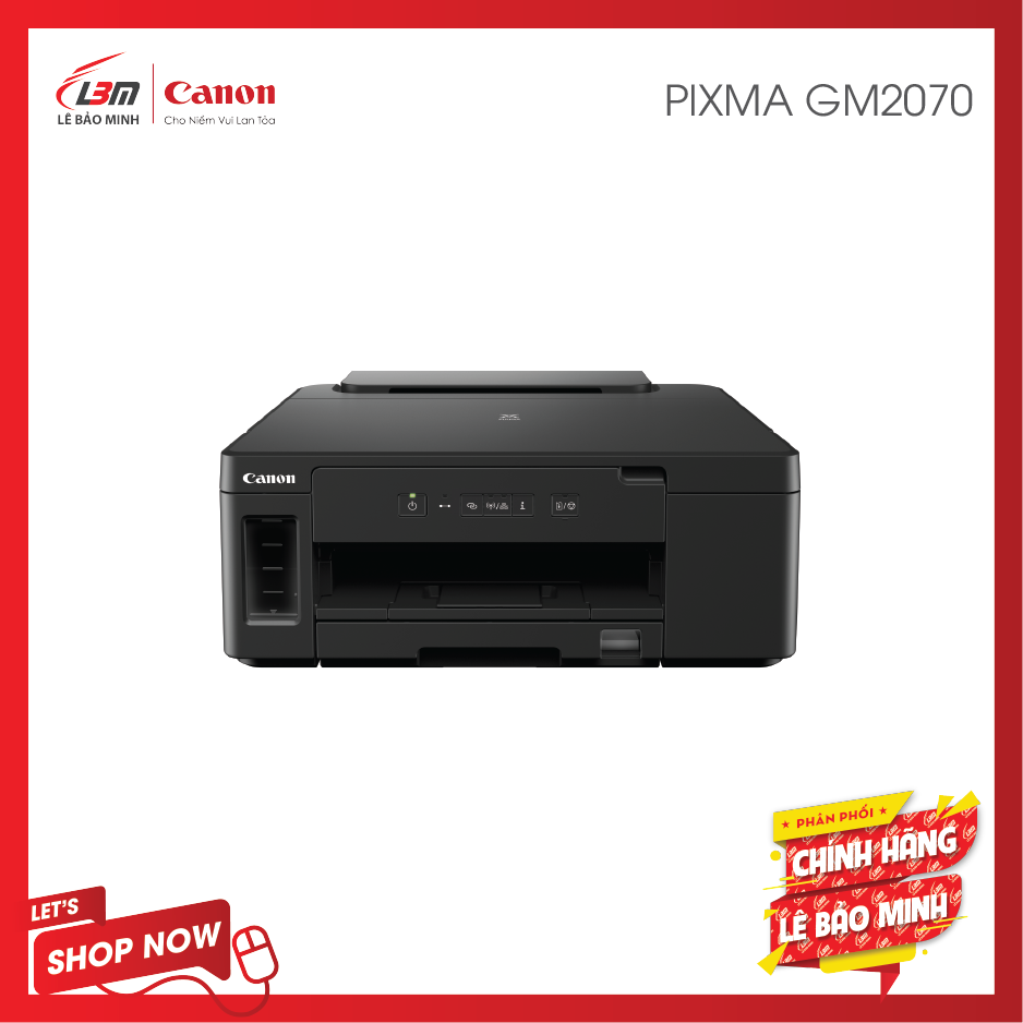 Máy in Canon GM2070 - Máy in tiếp mực liên tục với kết nối không dây cho phép in đơn sắc công suất cao.