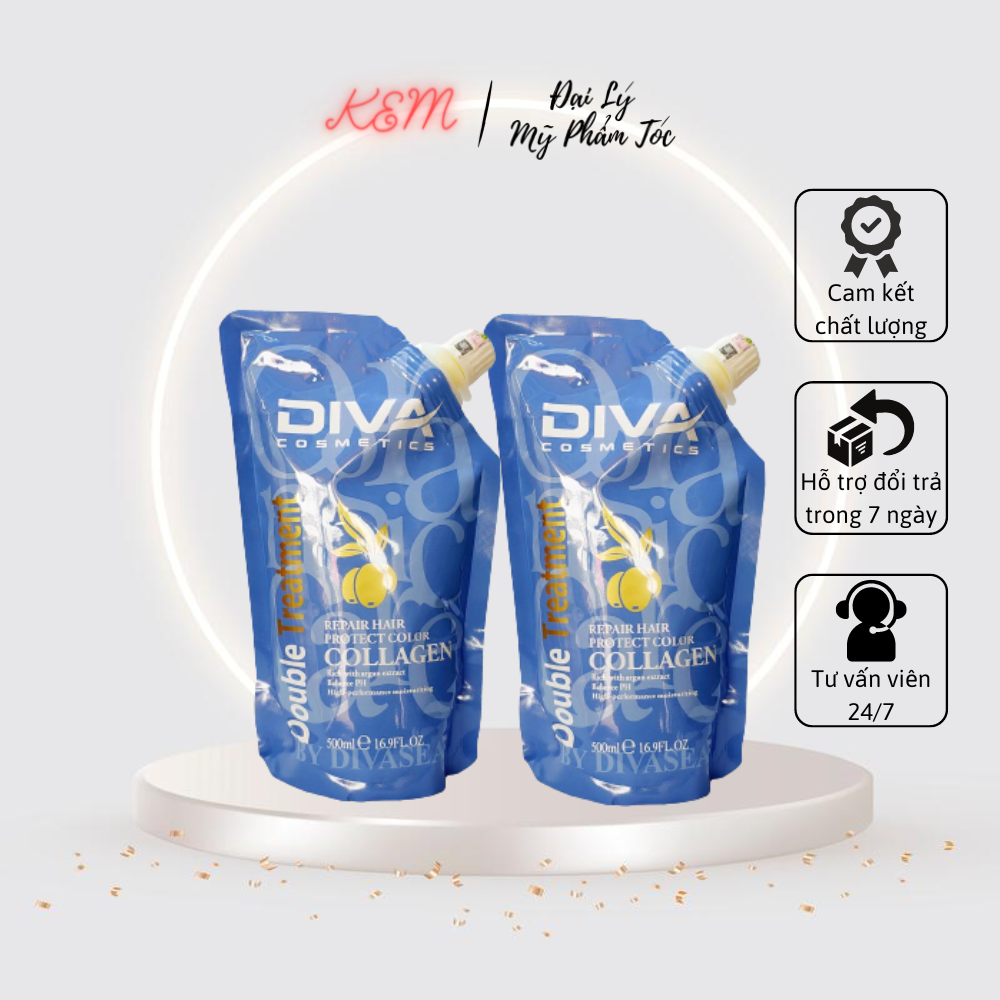 Kem ủ tóc collagen diva 500ml - dầu ủ tóc dưỡng ẩm phục hồi siêu mềm mượt kem