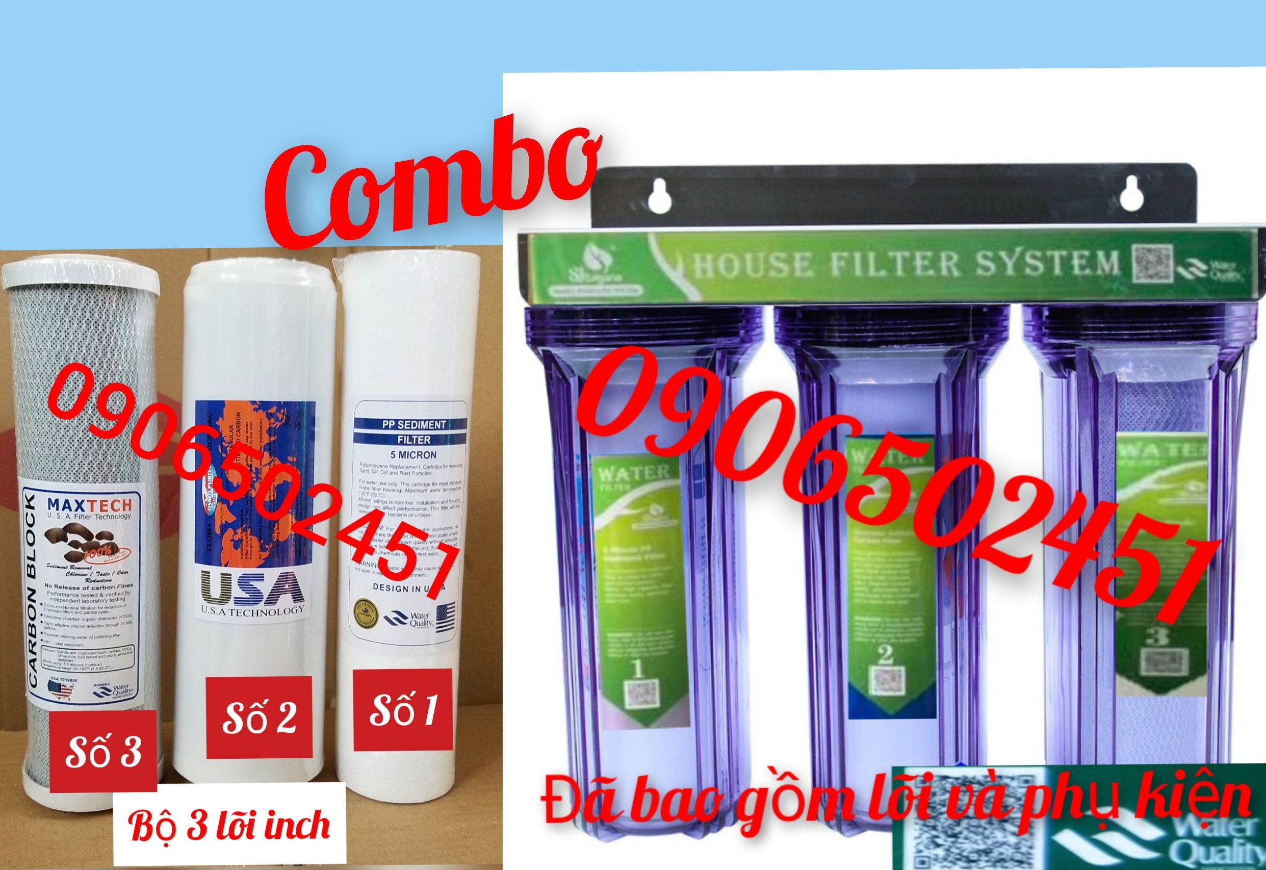 [HCM]BỘ 3 CỐC LỌC 10INCH LỌC NƯỚC SINH HOẠT ĐÃ GỒM LÕI TẶNG KÈM BỘ 3 LÕI LỌC THÔ +GIÁ ĐỠ +TAY VẶN CỐC