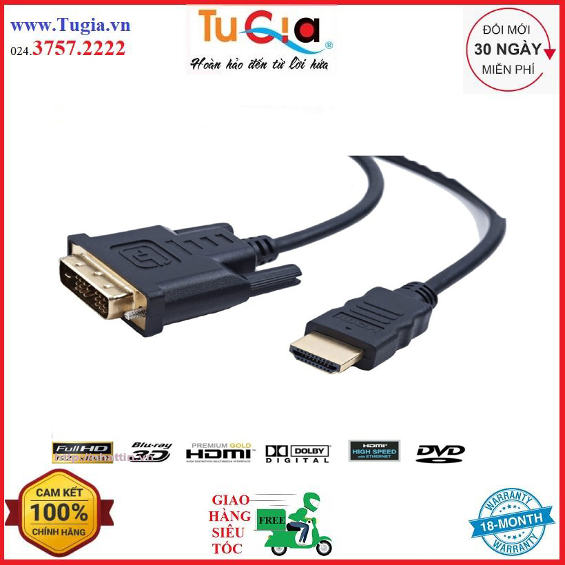 Cáp chuyển đổi hdmi sang dvi-d dài 3m ugreen hd106 mã - hàng chính hãng