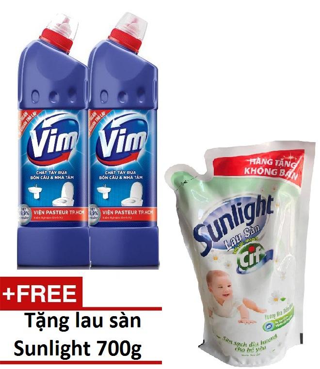 [CÓ QUÀ TẶNG] Bộ 2 chai nước tẩy bồn cầu Vim diệt khuẩn 880ml TẶNG LAU SÀN 550G Bách Hóa Giá Sỉ Tiến Dũng