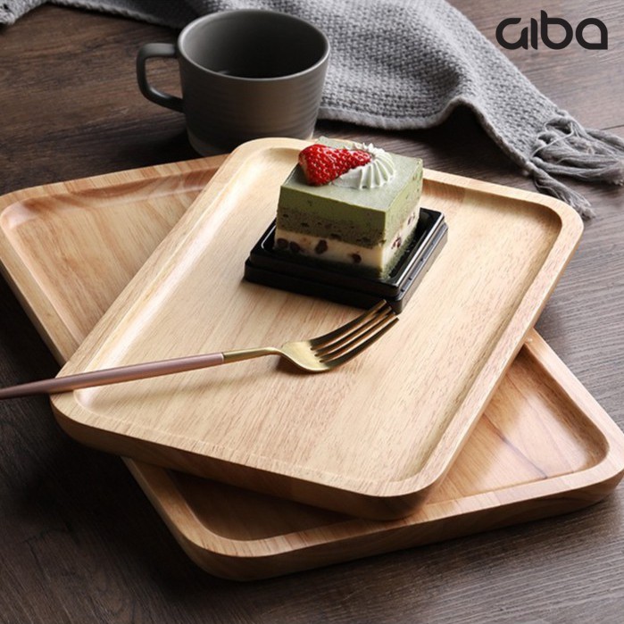 Khay gỗ chữ nhật nhiều kiểu gỗ cao su xuất khẩu - giba