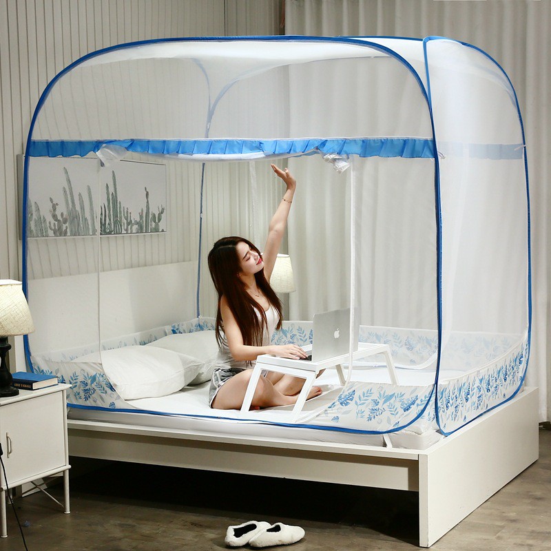 Mùng chụp màn chụp tự bung đỉnh rộng đỉnh vuông khung xếp cao cấp người lớn mùng ngủ kích thước 1m6x2m 1m8x2m 2mx2m2