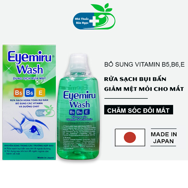 Dung dịch rửa mắt Eyemiru Wash 500ml , nước rửa mắt Nhật Bản