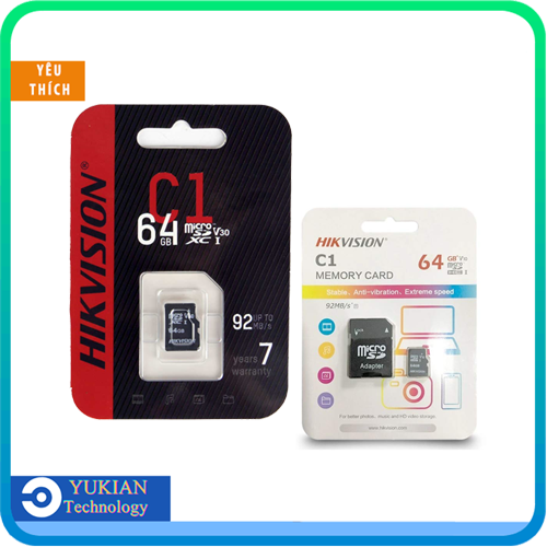 [HCM]Thẻ nhớ HIKVISION 64GB CLASS 10 Chất Lượng Cao Chuyên dụng cho Camera WIFI EZVIZ IMOU KBONE EBITCAM XIAOMI Kèm Adapter - BẢO HÀNH 24 THÁNG