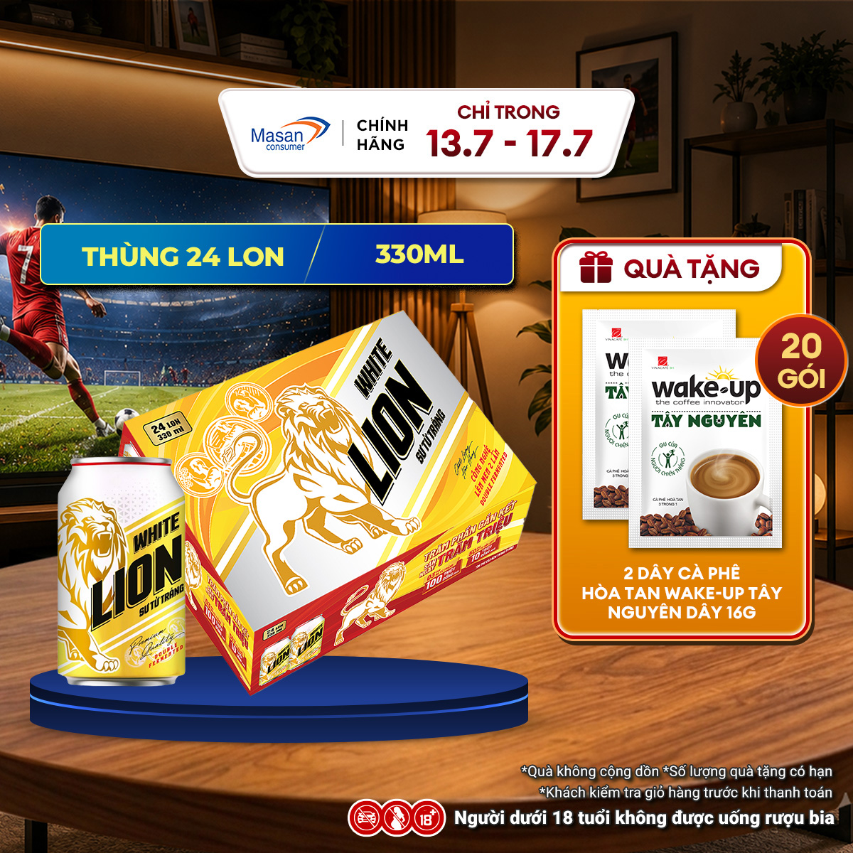 [Mua 1 Giảm 25%] Bia Sư Tử Trắng White Lion - Thùng 24 lon x 330ml (Bao bì có thể thay đổi theo đợt nhập)