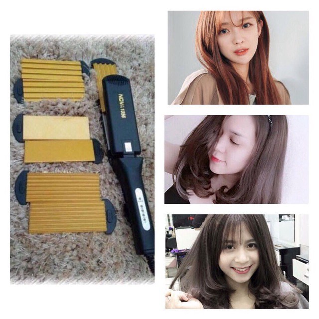 Máy bấm xù xù thay bản cao cấp chính hãng nova, có chức năng chỉnh nhiệt ( 3 cặp lưỡi bấm xù ; 1 cặp lưỡi duỗi; tặng kèm phụ kiện